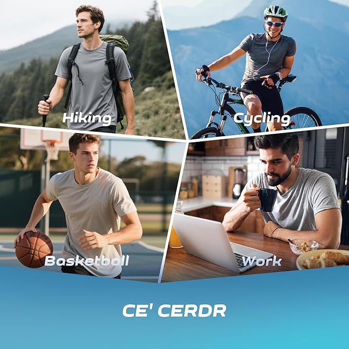 CE' CERDR Mens Workout Shirts Quick Dry Performance Short Sleeve Athletic Shirts
