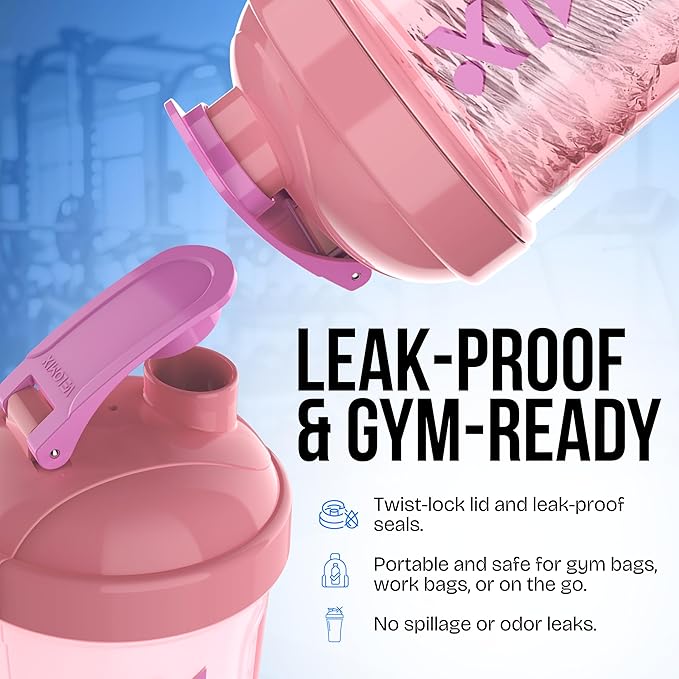 VELOMIX Electric Protein Shaker Bottle - 24 oz | USB-C Rechargeable | Leak Proof Shaker Cups for Protein Shakes | Portable Blender for Shakes and Smoothies (Electric - Pink)