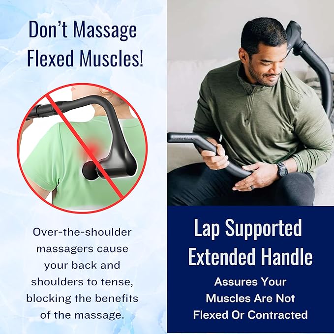 Professional Grade Massage Gun - Deep Tissue Back Massager with Heat and Cold Therapy Tip and Innovative Full-Body Extended Handle
