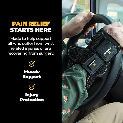 CopperJoint Wrist Brace for Carpal Tunnel - Wrist Support & Hand Brace for Sprains, Injuries, Post-Op Care - Tendonitis Wrist Brace - Copper Infused for Faster Healing & Support - Left