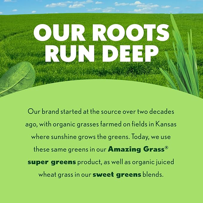 Amazing Grass Sweet Greens and Superfoods Powder for Digestive Health, Greens Powder, Digestive Enzymes, Probiotics, Spirulina, Chlorella, Tropical Lime, 30 Servings