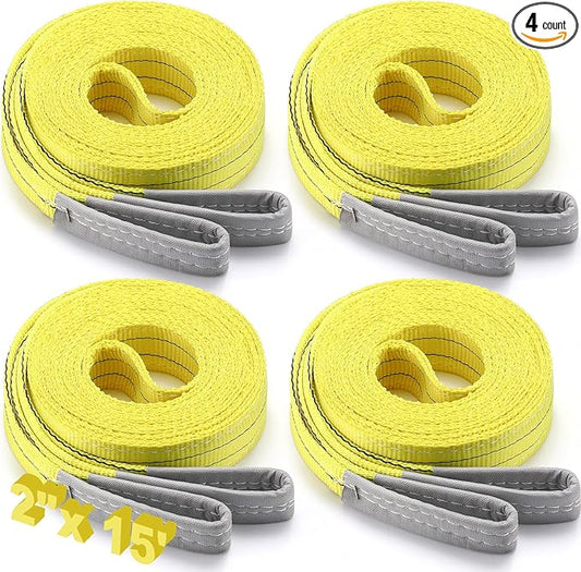 4 Pcs Lift Sling Straps Heavy Duty Web Slings Straps Polyester Nylon for Hoist Car Outdoor Using