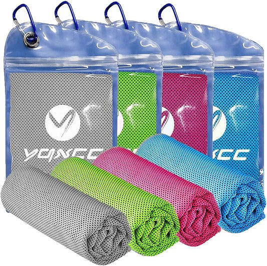 YQXCC 4 Pack Cooling Towels | 40"x12" | Cool for Neck and Face | Microfiber Soft Breathable Chilly | for Yoga, Sport, Golf, Gym, Camping, Running & More Activities
