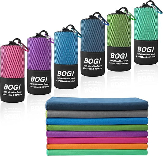 BOGI Microfiber Travel Sports Towel-Quick Dry Towel, Soft Lightweight Microfiber Camping Towel Absorbent Compact Travel Towel for Camping Gym Beach Bath Yoga Swimming Backpacking (M:40''x20''-Blue)