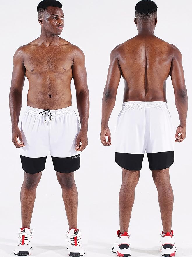NELEUS Men's 2 in 1 Running Shorts with Liner,Dry Fit Workout Shorts with Pockets