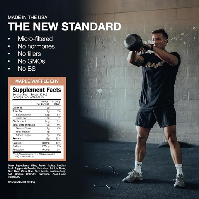 RAW Whey Isolate Protein Powder, Maple Waffle Eh? (CBUM Itholate) - 100% Grass-Fed Sports Nutrition Powder for Muscle Growth & Recovery - Low-Fat, Low Carb, Naturally Flavored - 25 Servings