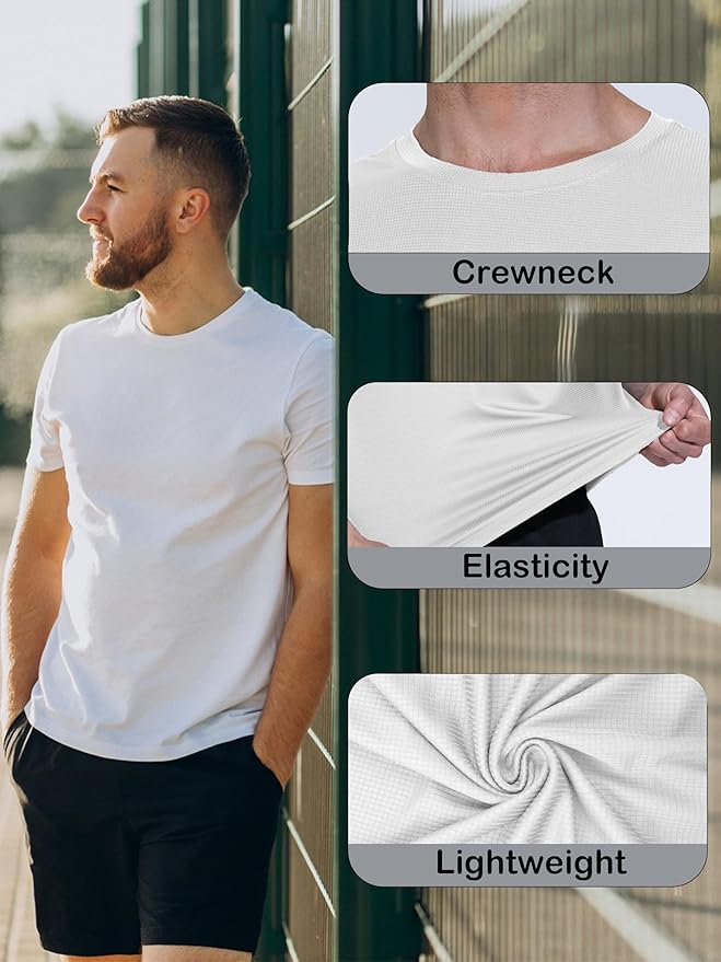 3 & 5 Pack Shirts for Men Moisture Wicking Workout Performance Dry Fit Mesh Gym Athletic Running T-Shirt