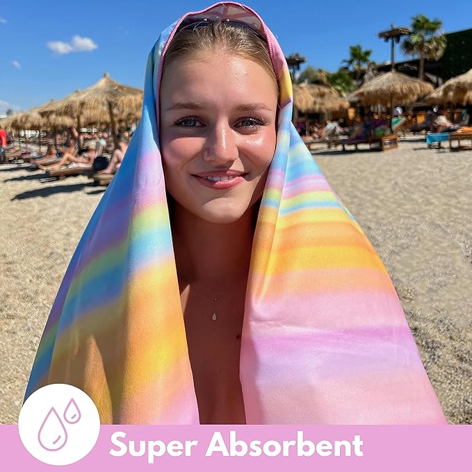 ECCOSOPHY Microfiber Beach Towel - Sand Free Towels are Quick Dry, Light Weight, Super Absorbent - Perfect Pool, Travel, Cruise, Camping Essentials - Oversized Extra Large for Adults 71x35 in