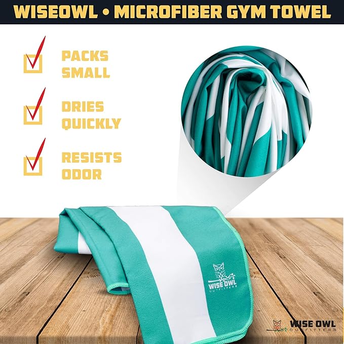 Wise Owl Outfitters 4 Pack Microfiber Gym Towels for Men & Women – Quick Dry Sweat Towel for Workout, Sports, Yoga, Running – Lightweight & Soft (24"x12")
