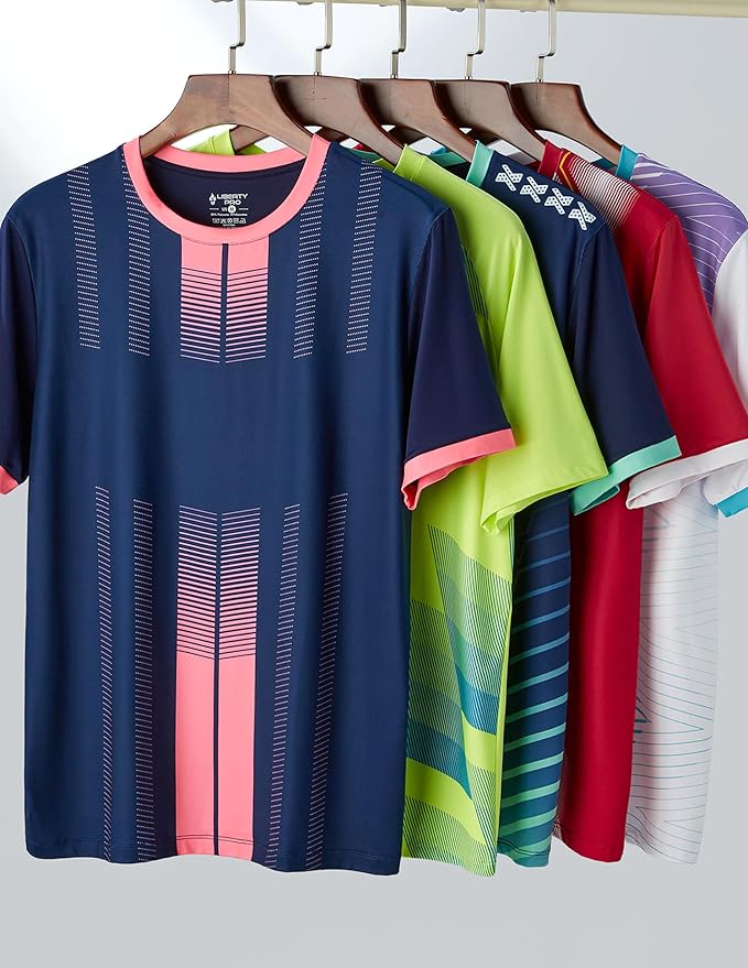 5 Pack Men’s Active Quick Dry Crew Neck T Shirts | Athletic Running Gym Workout Short Sleeve Tee Tops Bulk