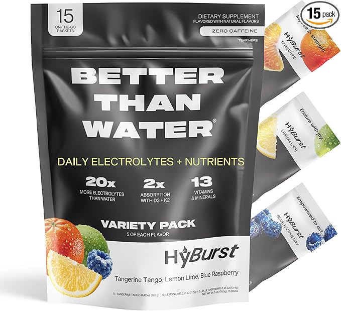 Electrolyte & Vitamin Supplement Powder, Drink Mix with B12, L-Theanine, D3, K2, Zinc, Magnesium, Potassium, Supports Calm Focus & Energy, Variety Pack 2, 15 Pack