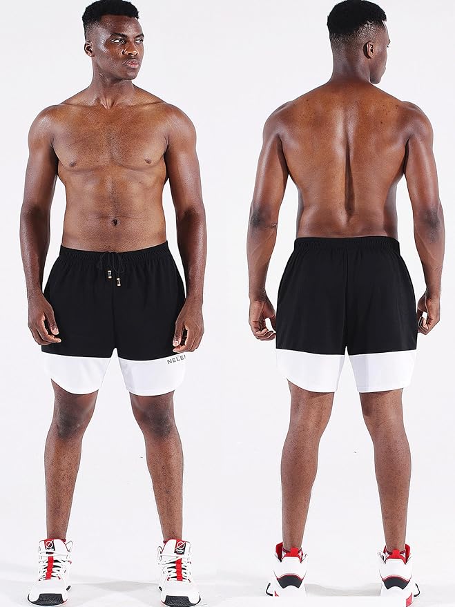NELEUS Men's 2 in 1 Running Shorts with Liner,Dry Fit Workout Shorts with Pockets