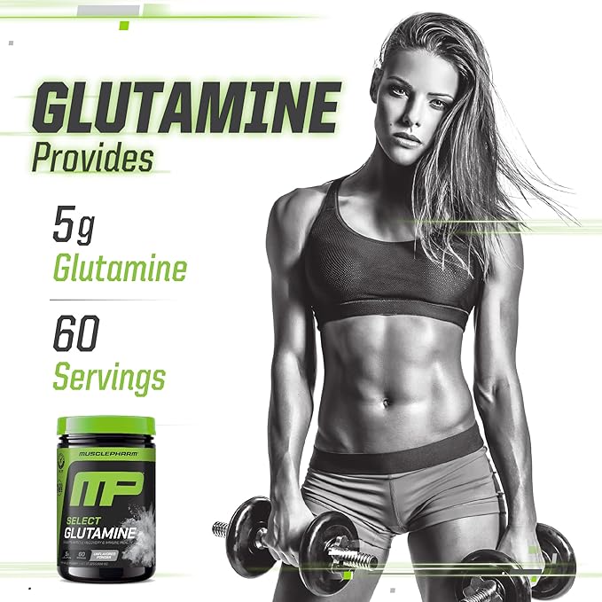MusclePharm Glutamine, Pure L-Glutamine Powder Supplement for Post Workout Muscle Recovery, Energy & Gut Health, 5g L Glutamine Powder per Serving, Gluten-Free, Unflavored, 60 Servings