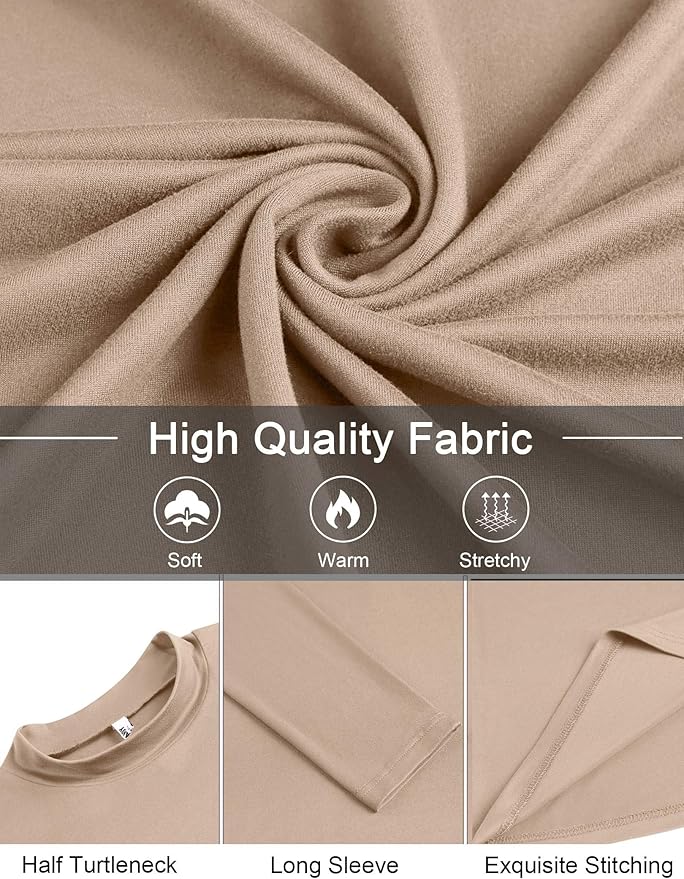 COOFANDY Mens Mock Turtleneck T-Shirts Long Sleeve Solid Color Tees Shirts Basic Casual Slim Fit Pullover T Shirts