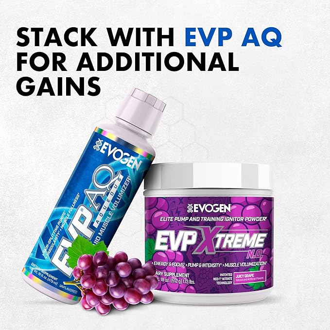 Evogen EVP 3D - Stim Free Pre Workout Powder for Men & Women | Sugar Free Non Stim Preworkout with Beta Alanine and Creatine for Energy & Pump | Juicy Grape | 40 Servings