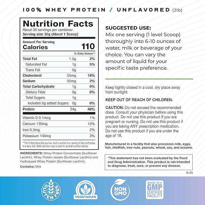 Muscle Feast 100% Grass Fed Whey Protein Powder, All Natural Hormone Free Paure Raised Whey Protein Powder for Women & Men- Whey Concentrate, Isolate & Hydrolyzed Protein Powder Blend- Unflavored, 2lb