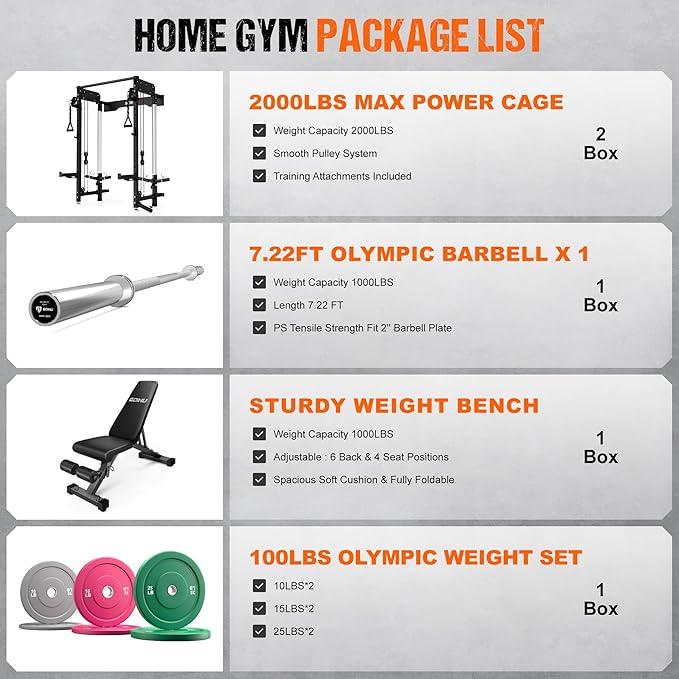 WM3-V4 Folding Squat Rack, Wall Mounted Power Rack with Dual Independent Pulley System, Functional Trainer with 5 Adjustable Function Modes for Space Saving