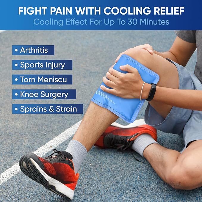 APEXUP Gel Ice Packs for Injuries Reusable, Flexible Double Sided Cold Packs for Injuries, Ice Pack for Knee, Shoulder, Back, Hip, Leg, Arm (Blue, S, 2PK)