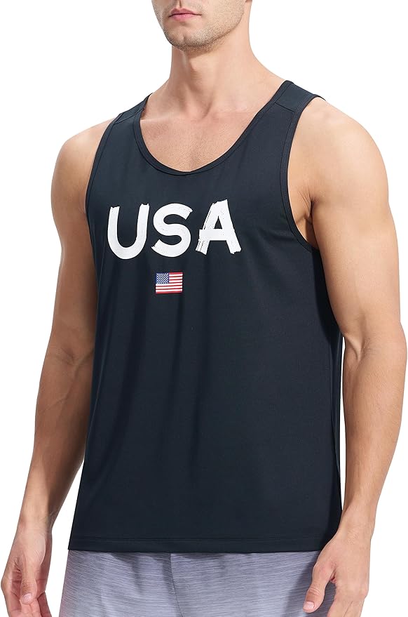 EZRUN Men's Quick Dry Sport Tank Top for Bodybuilding Gym Athletic Jogging Running,Fitness Training Workout Sleeveless Shirts