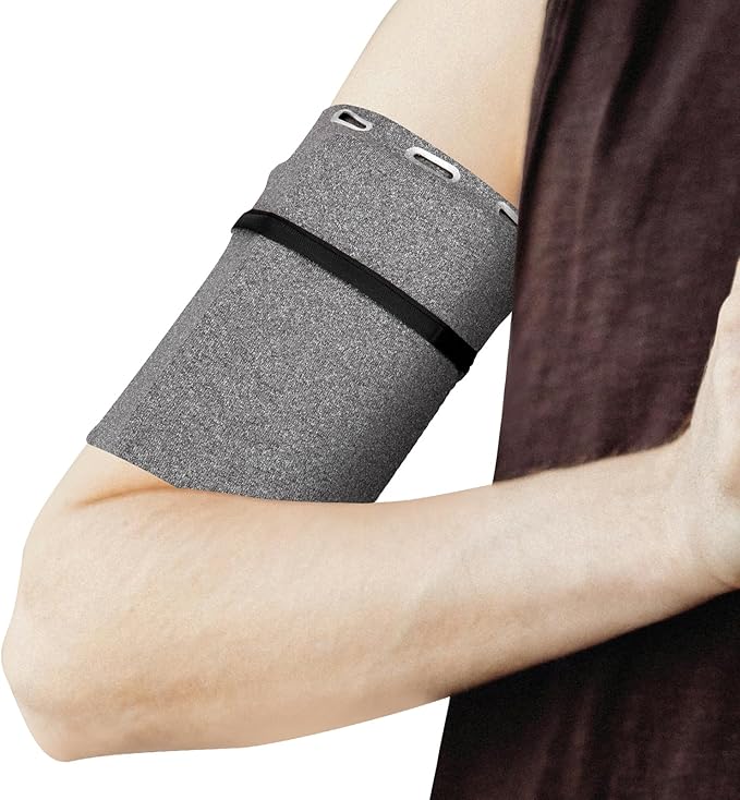 PATIKIL Universal Running Armband Sleeve 6.69"x4.33", Cell Phone Arm Bands Sleeve with Zipper Pocket for Key Earphones Credit Cards Sports Gym Workouts Exercise (M, Gray)