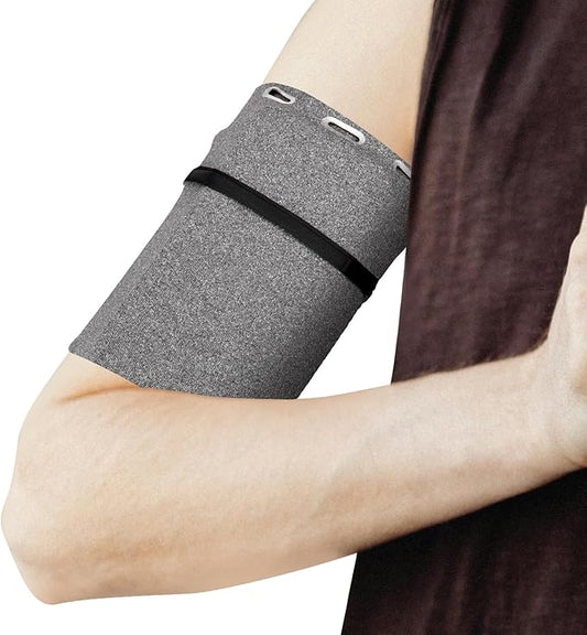 PATIKIL Universal Running Armband Sleeve 6.69"x4.33", Cell Phone Arm Bands Sleeve with Zipper Pocket for Key Earphones Credit Cards Sports Gym Workouts Exercise (M, Gray)