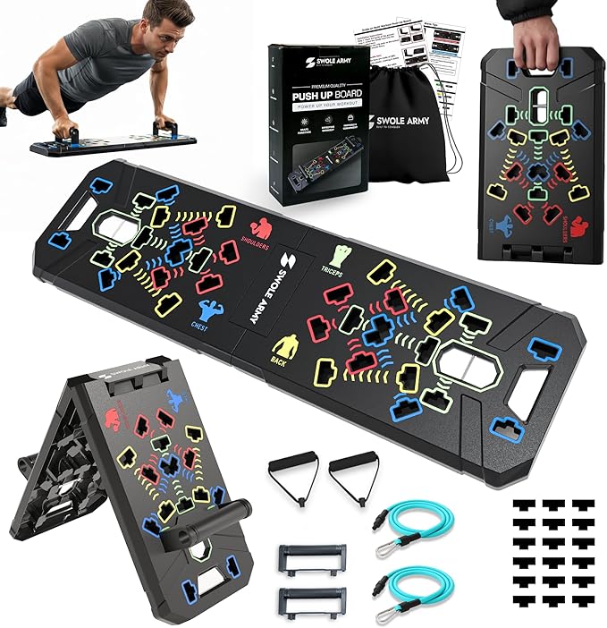 Solid Push Up Board | 20-in-1 Home Workout Equipment | Multi-Functional Pushup Board For Men & Women | Professional Pushup Stands For Chest Muscles
