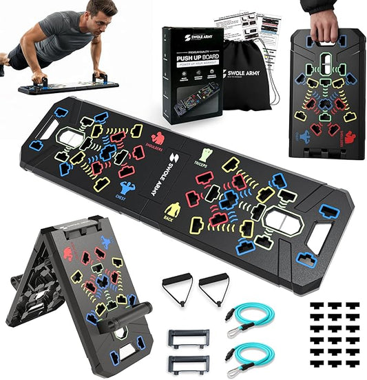 Solid Push Up Board | 20-in-1 Home Workout Equipment | Multi-Functional Pushup Board For Men & Women | Professional Pushup Stands For Chest Muscles