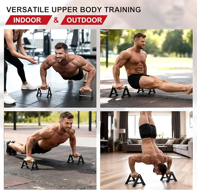 Push Up Bar - Heavy-Duty Stainless Steel Pushup Stands with Non-Slip Base, 500LB Capacity, Portable Home Gym Equipment for Strength Training & Floor Workout