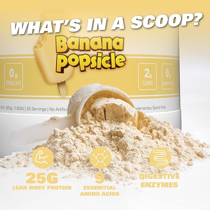 EHP Labs OxyWhey Whey Protein Isolate – 25g High Protein, Low Carb, Sugar Free Meal Replacement – Lean Whey Powder for Muscle Recovery – Non-GMO, Gluten Free – 25 Serves – Banana
