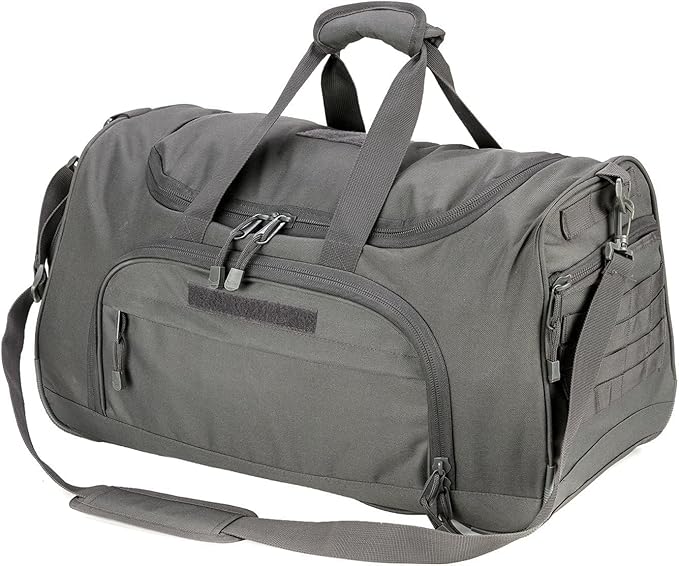 HYKING Gym Bag for Women & Men Tactical Duffle Military Weekender Work Out Lightweight Waterproof Sports Tote Shoe Pocket Gray