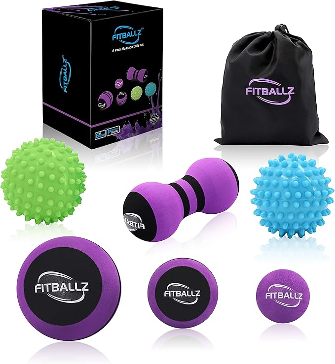Myofascial Trigger Point Release & Deep Tissue Therapy Kit 6 Pack – Foam, Spiky & Peanut Balls in 3 Sizes