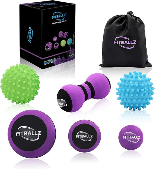 Myofascial Trigger Point Release & Deep Tissue Therapy Kit 6 Pack – Foam, Spiky & Peanut Balls in 3 Sizes