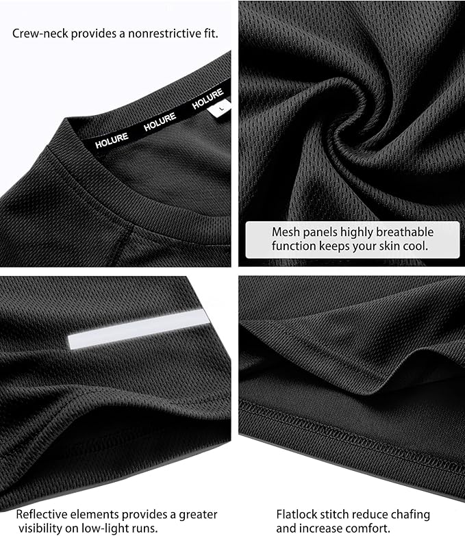 Holure Men's Mesh Quick-Dry Short Sleeve Workout T-Shirt