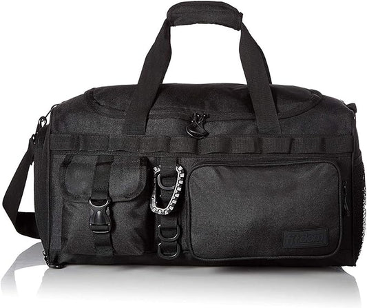 Fitdom 20" 32L Tactical Black Gym Duffle Bag with Shoe Compartment. Best Workout Bag For Men & Women. Black Gym Bag is Great For Basketball, Soccer & Other Sports As Well As Weekender & Overnight Bag