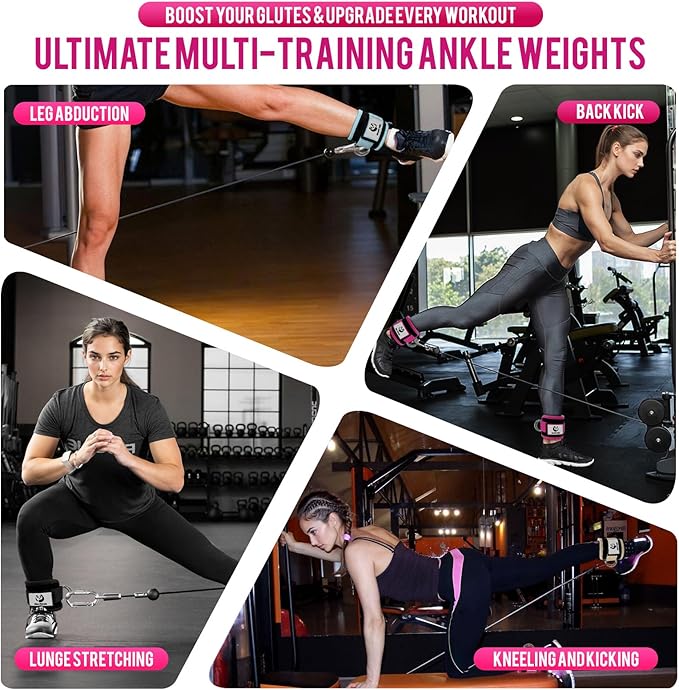 Slim Panda Ankle Strap for Cable Machine,Ankle Cuff for Kickbacks, Booty Hip Abductors,Glute Workouts, Leg Extensions, Curls for Men and Women, Adjustable with Double D-Rings