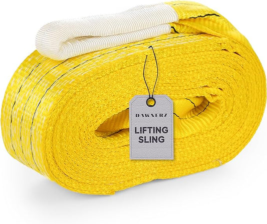 Industrial Lifting Sling 6600 Lbs Vertical WLL 10 ft - Eye and Eye Flat Polyester Web Lifting Sling - Crane Synthetic Strap for Construction, Boat Strap (3.5" x10')