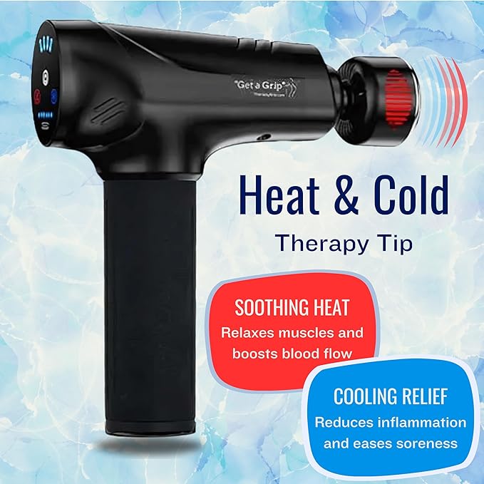 Professional Grade Massage Gun - Deep Tissue Back Massager with Heat and Cold Therapy Tip and Innovative Full-Body Extended Handle