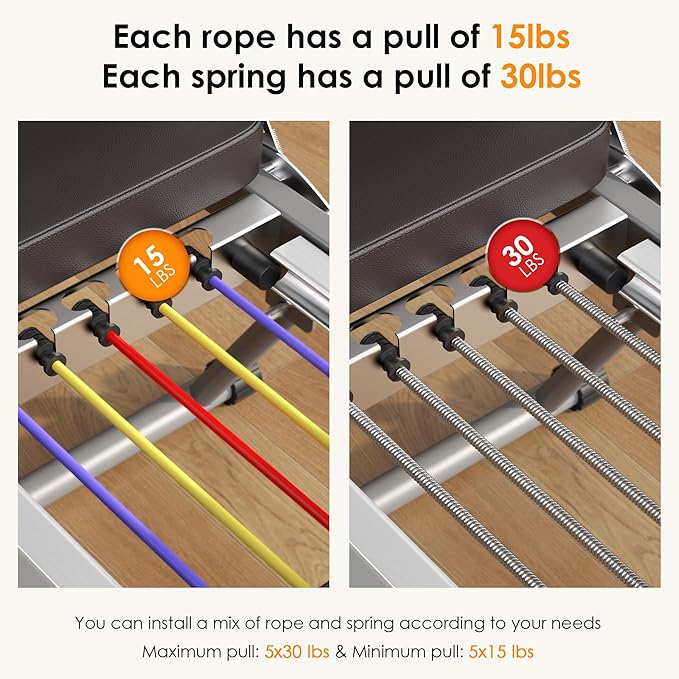 SogesPower Pilates Reformer Machine for Home Gym Workout, Foldable Pilates Equipment with High Strength Alloy Springs for Beginners, Up to 400lbs