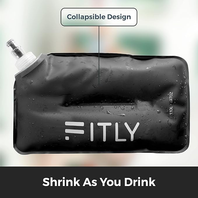 FITLY Soft Flask - Shrink As You Drink Soft Water Bottle for Hydration Pack - Folding Water Bottle Ideal for Running, Hiking, Cycling, Climbing & Rigorous Activity