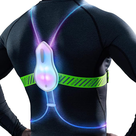 noxgear Tracer2 Multicolor Light Up and Reflective Running Vest | Rechargeable, Ultra-bright Running Lights for Runners