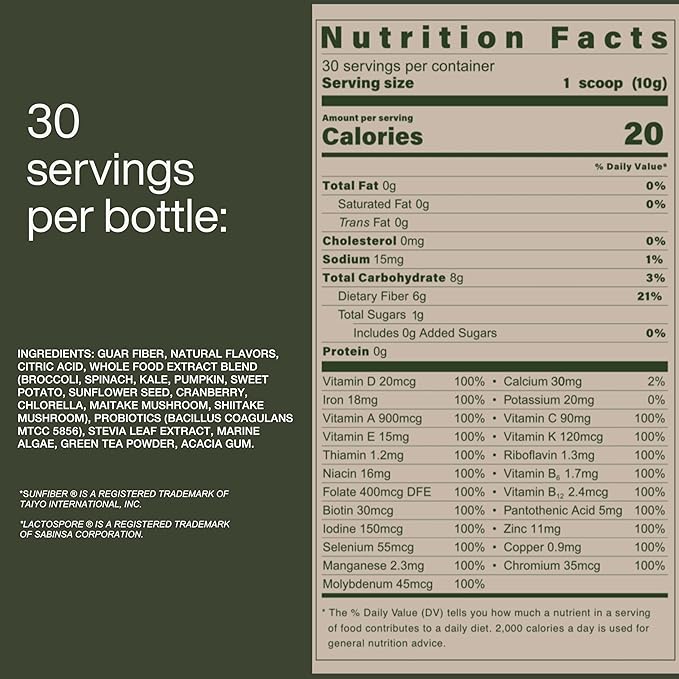 B.WILD Plant-Based Multivitamin Drink Mix – Refreshing Peach Green Tea with Prebiotics, Probiotics & Adaptogens for Gut Health & Stress Support – 30 Servings – Vegan, Gluten-Free