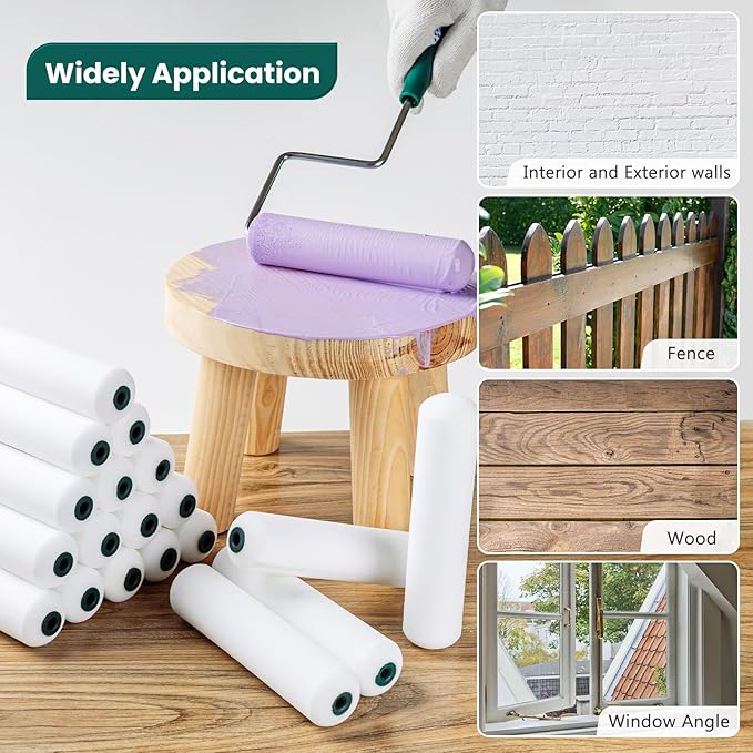 Foam Paint Roller, 20 Pack, 6 Inch Mini Paint Roller Covers, High Density Foam Paint Roller, Small Paint Rollers for All Flat Surfaces, Suitable for Wall,Kitchen Cabinets, Doors, Tables