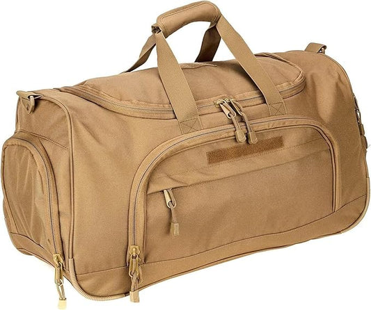 HYKING Gym Bag for Women & Men Tactical Duffle Military Weekender Work Out Lightweight Waterproof Sports Tote Shoe Pocket Tan
