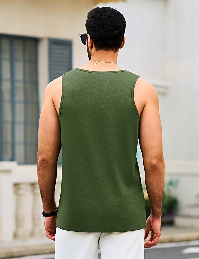 Cotrasen Men's Tank Top UPF 50+ Sleeveless Shirt Cotton Moisture Wicking Casual Gym Workout Shirts Cooling Muscle Tee Shirt