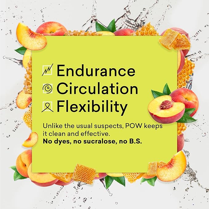 EBOOST POW Natural Pre Workout Powder - 20 Servings, Peach Nectar - Preworkout Energy Booster Gym Supplement Drink Mix for Men and Women - Performance, Joint Mobility Support - Gluten-Free