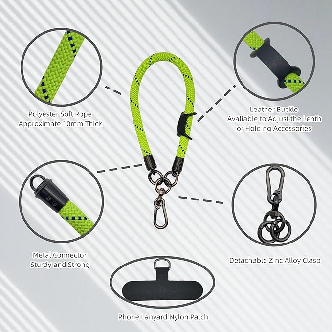 Phone Lanyard Wrist Strap Phone Strap Wrist Lanyard for Cell Phone Around the Hand with Lanyard Patch (Green/Blue)