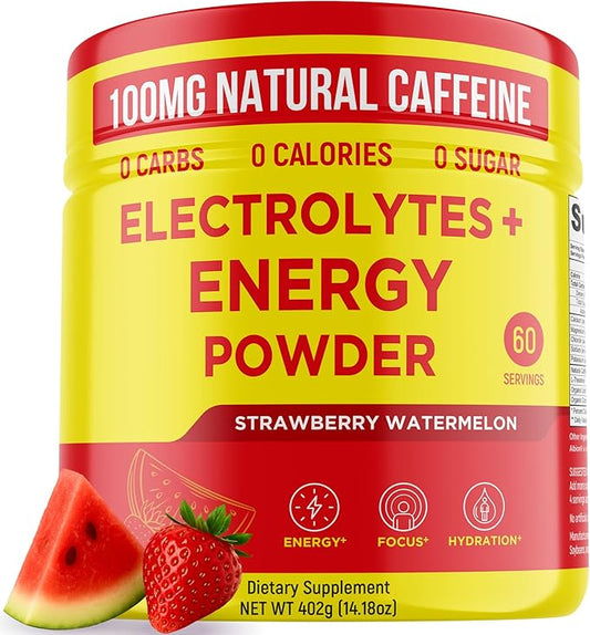 Keto Vitals Energy Powder + Electrolytes with 100mg Natural Caffeine, L Theanine & Organic Lion's Mane Extract - 60 Servings Energy Drink Powder for Workouts - Sugar Free Electrolytes
