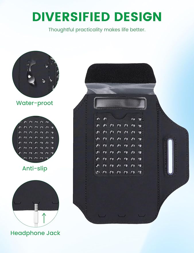 Running Armband with Cell Phone Armband for iPhone 17 16 Pro 15 14 13 Plus XR XS, Galaxy S24/S10 Water Resistant Sports Phone Holder Case & Card Slot & Key Pockets for 6.7" Phone