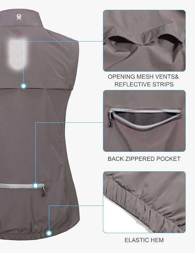 Little Donkey Andy Women's Lightweight Quick Dry Vest Summer Windproof Sleeveless Elastic Jacket for Golfing Cycling Running
