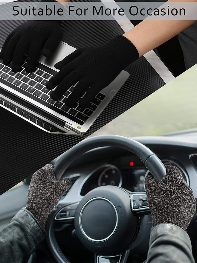 SATINIOR 4 Pairs Winter Knit Touchscreen Gloves Warm Texting Gloves Elastic Anti-slip for Adults